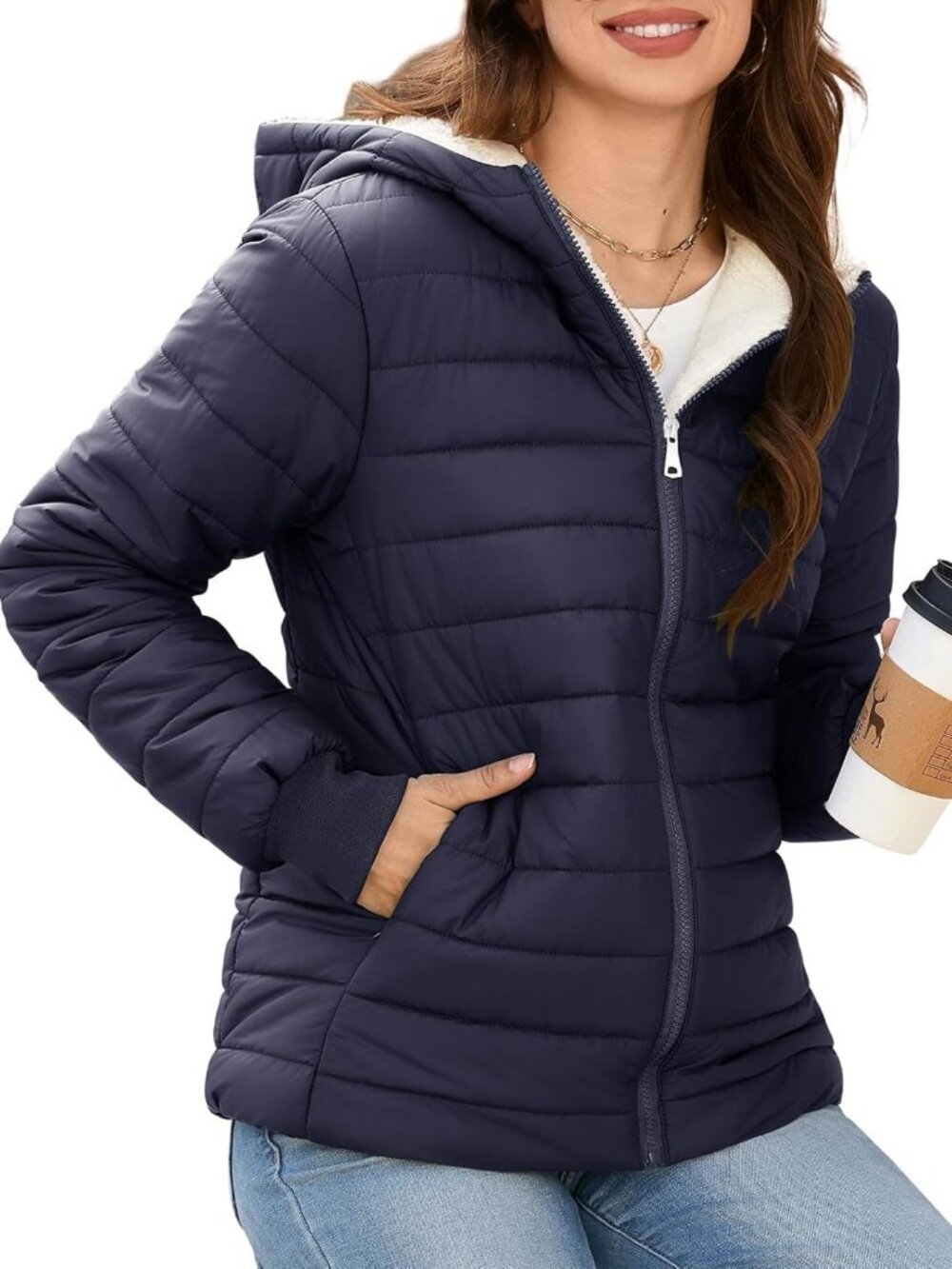 Cozy Women's Winter Puffer Jacket - Fleece Lined, Windproof & Water-Resistant